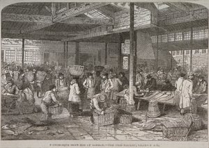 Vista interna del mercato di Billingsgate, 1849 da Henry Vizetelly